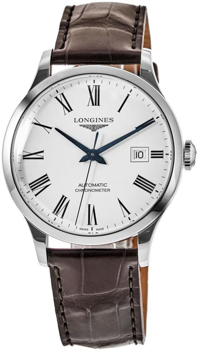 Longines Miesten kello L2.821.4.11.2 Record Valkoinen/Nahka Ø40 mm