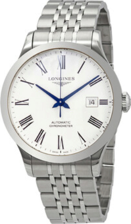 Longines Miesten kello L2.821.4.11.6 Record Valkoinen/Teräs Ø40 mm