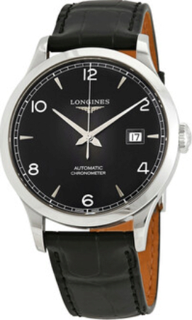 Longines Miesten kello L2.821.4.56.2 Record Musta/Nahka Ø40 mm