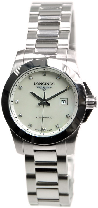 Longines Naisten kello L3.277.4.87.6 Conquest Ladies Valkoinen/Teräs