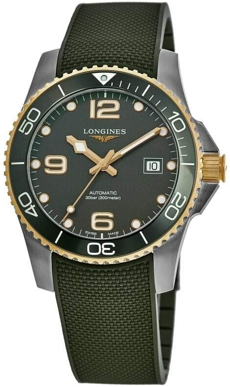 Longines Miesten kello L3.781.3.06.9 HydroConquest Vihreä/Kumi Ø41