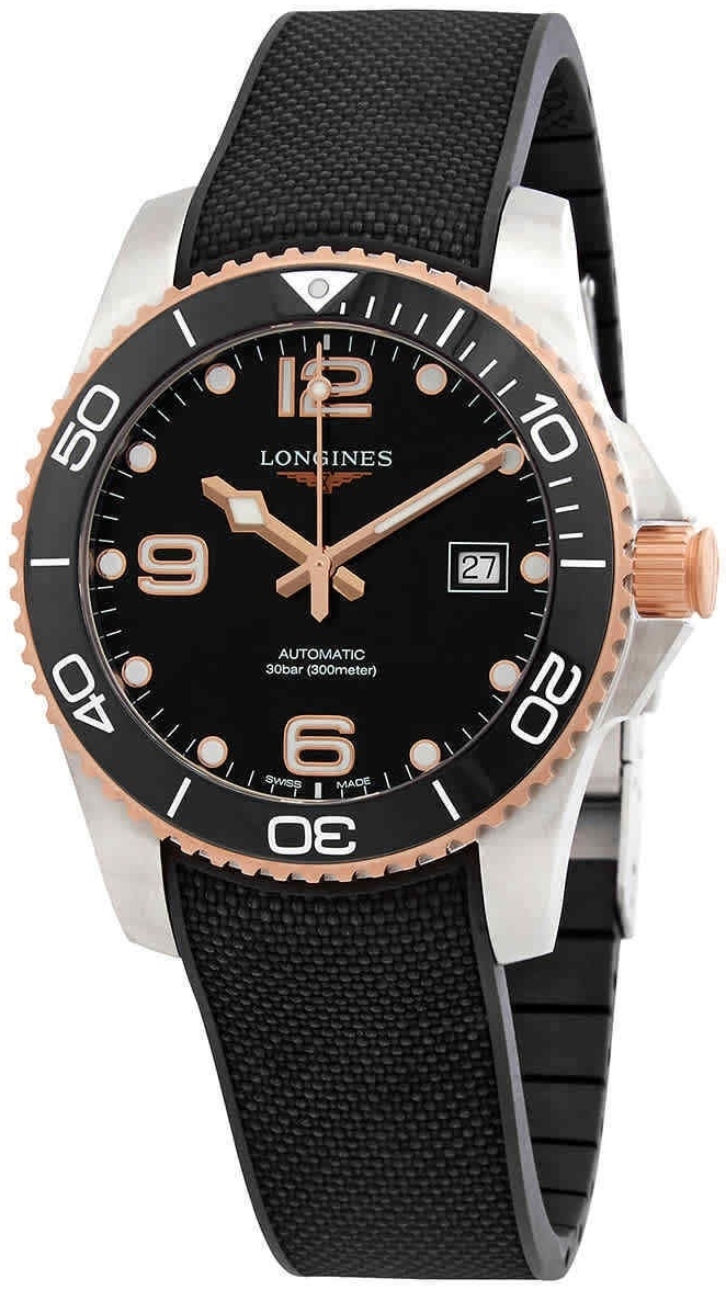 Longines Miesten kello L3.781.3.58.9 HydroConquest Musta/Kumi Ø41 mm