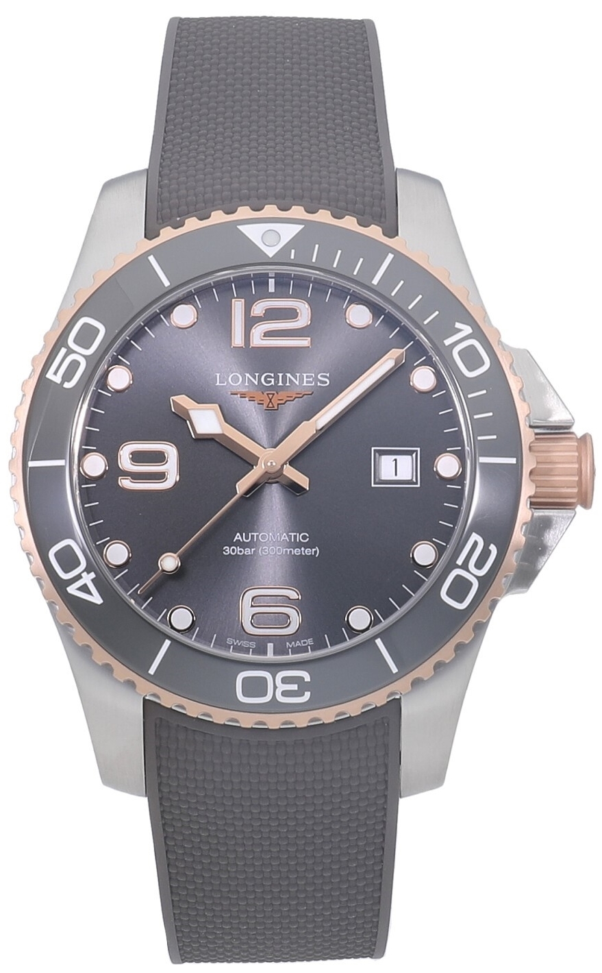 Longines Miesten kello L3.782.3.78.9 HydroConquest Harmaa/Kumi Ø43 mm