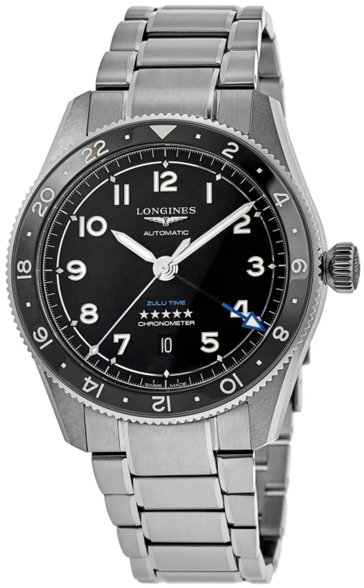 Longines Miesten kello L3.812.4.53.6 Spirit Zulu Time Musta/Teräs