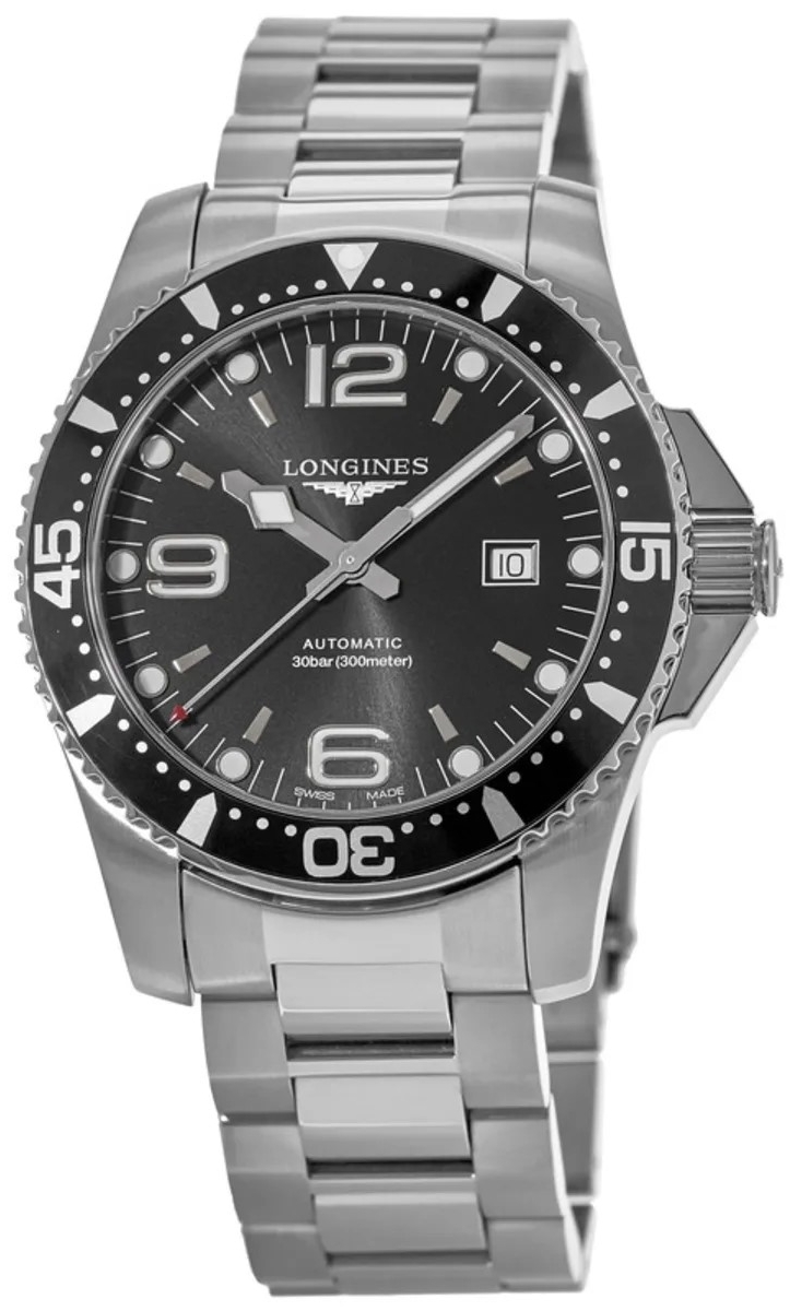 Longines Miesten kello L3.841.4.56.6 HydroConquest Musta/Teräs Ø44