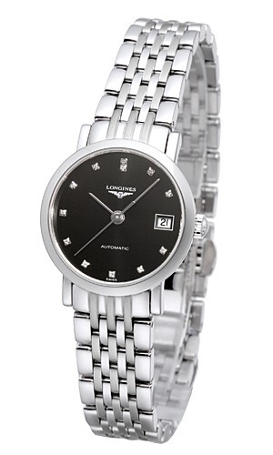 Longines Naisten kello L4.309.4.57.6 Elegant Musta/Teräs Ø25.5 mm