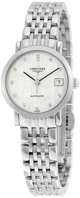 Longines Naisten kello L4.310.4.77.6 Elegant Hopea/Teräs Ø29 mm