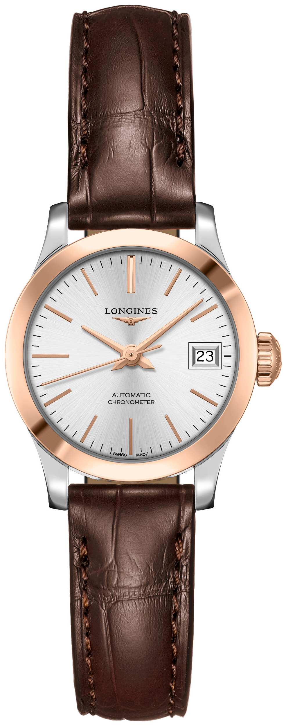 Longines Naisten kello L2.320.5.72.2 Record Hopea/Nahka Ø26 mm