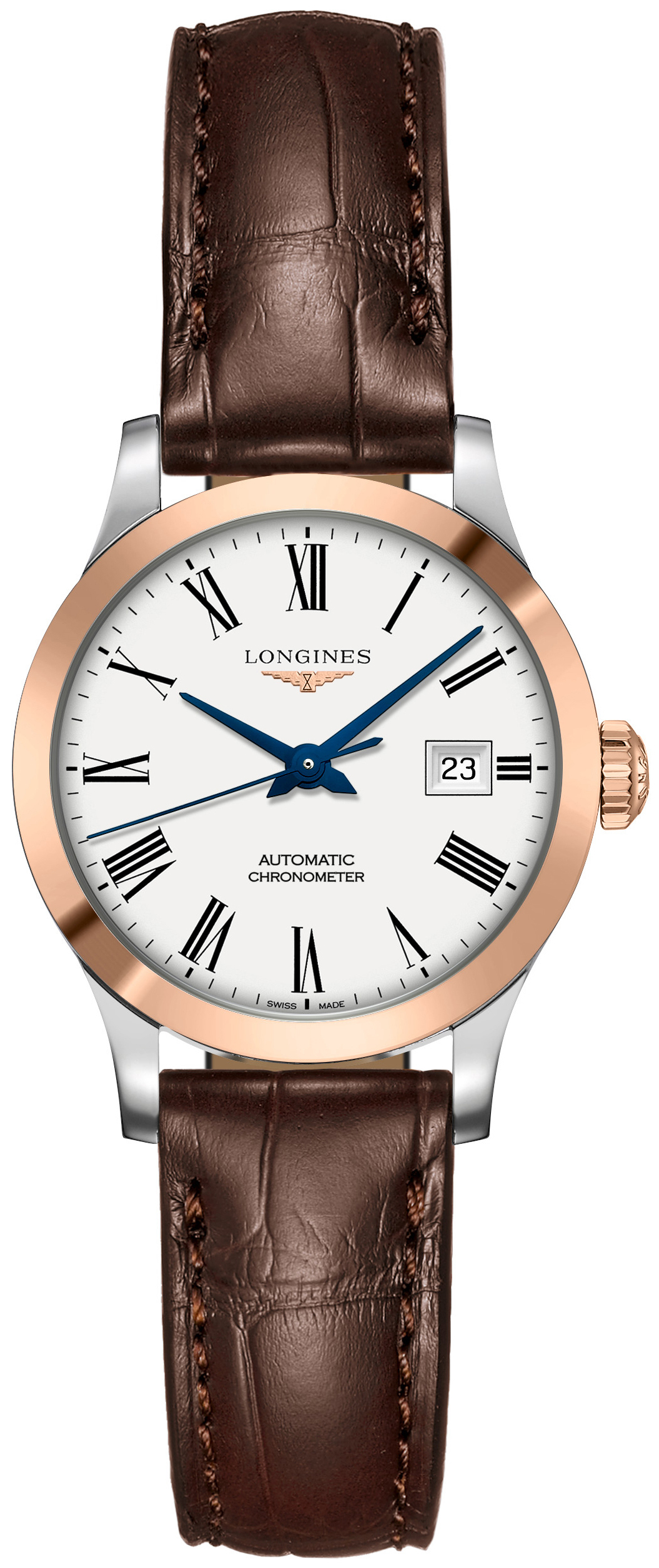 Longines Naisten kello L2.321.5.11.2 Record Valkoinen/Nahka Ø30 mm