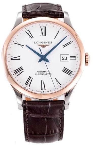 Longines Miesten kello L2.821.5.11.2 Record Valkoinen/Nahka Ø40 mm