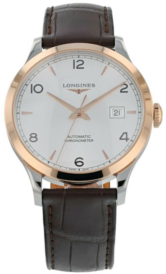 Longines Miesten kello L2.821.5.76.2 Record Hopea/Nahka Ø40 mm