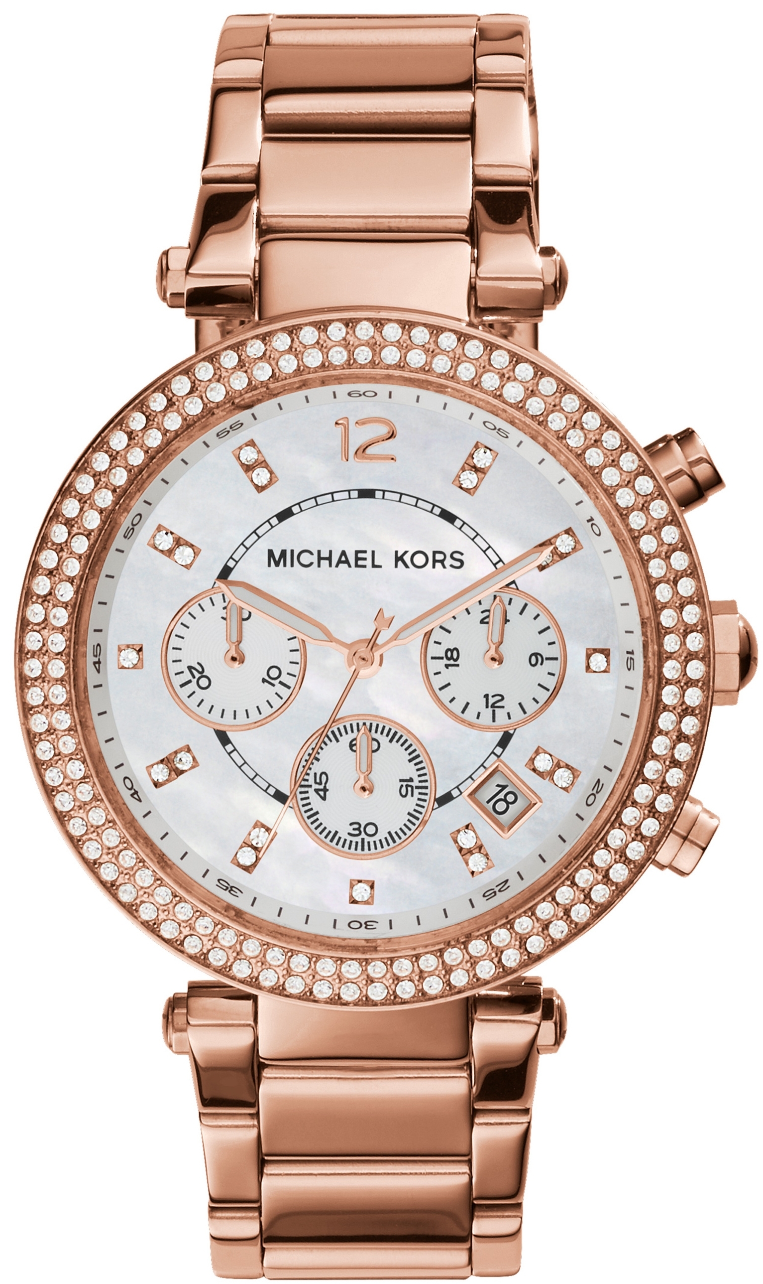 Michael Kors Naisten kello MK5491 Parker Valkoinen/Punakultasävyinen