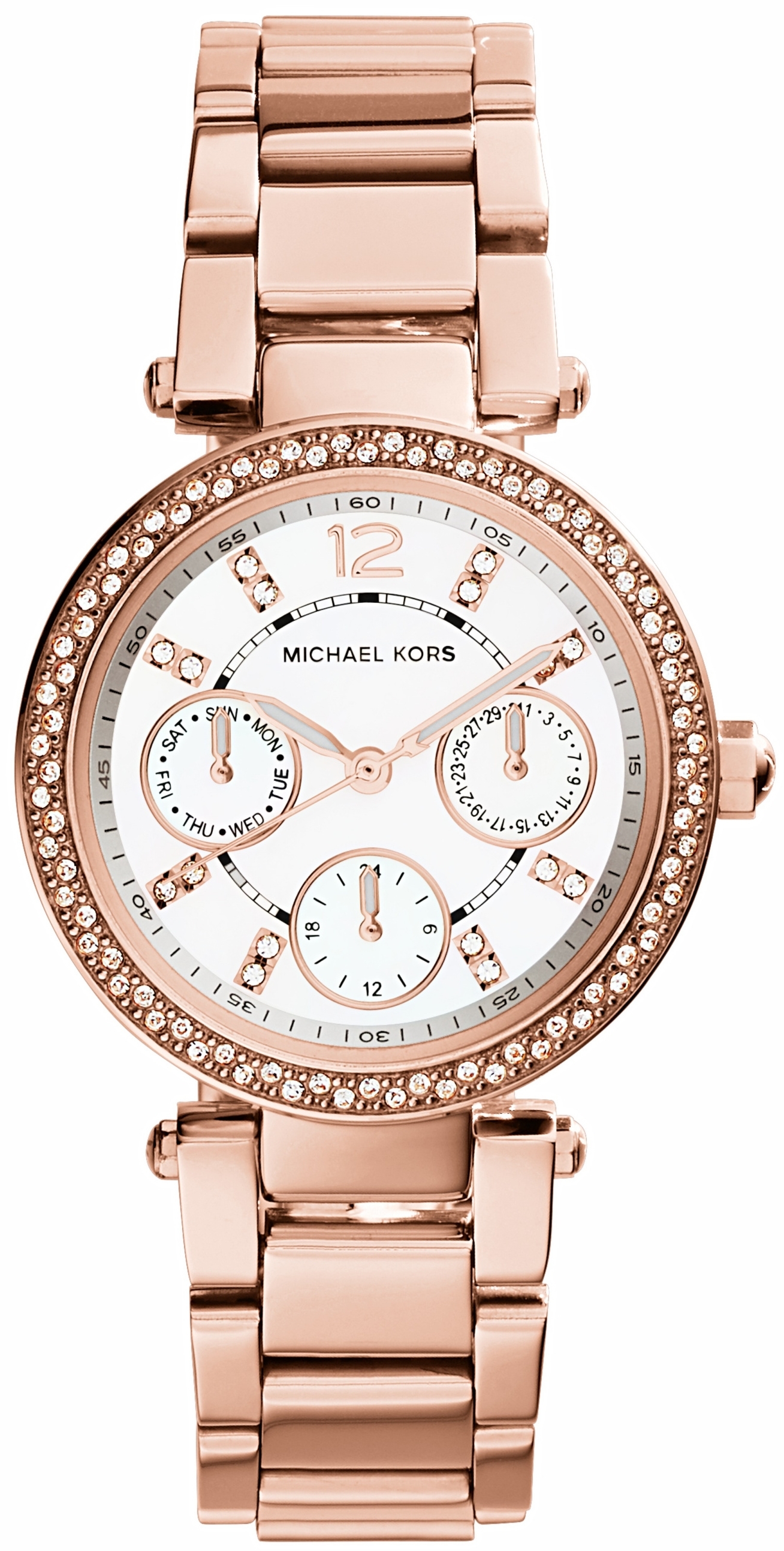 Michael Kors Naisten kello MK5616 Parker Valkoinen/Punakultasävyinen