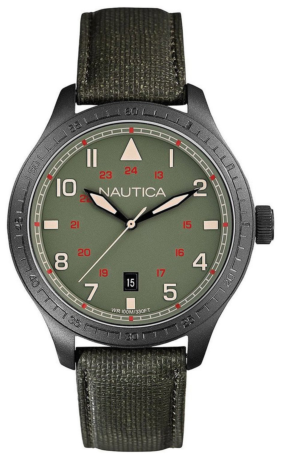 Nautica BFD 105 Miesten kello A11108G Vihreä/Nahka Ø44 mm