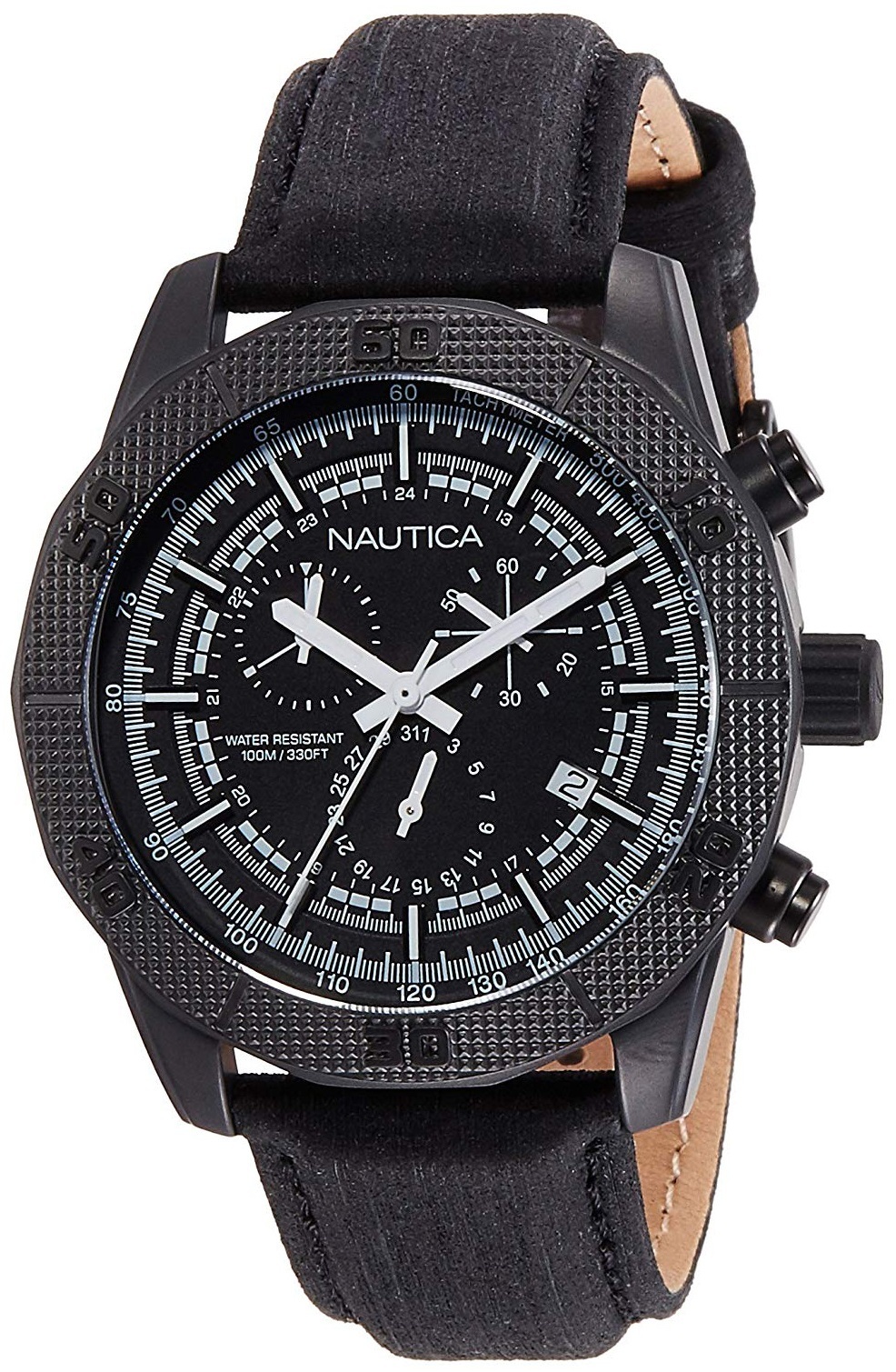 Nautica Nst Miesten kello NAI17520G Musta/Nahka Ø46 mm