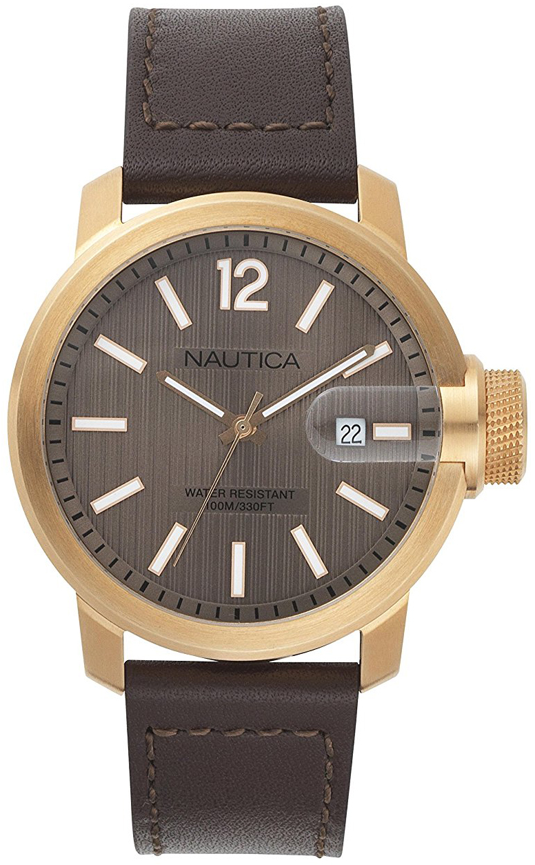 Nautica Miesten kello NAPSYD013 Dress Ruskea/Nahka Ø44 mm