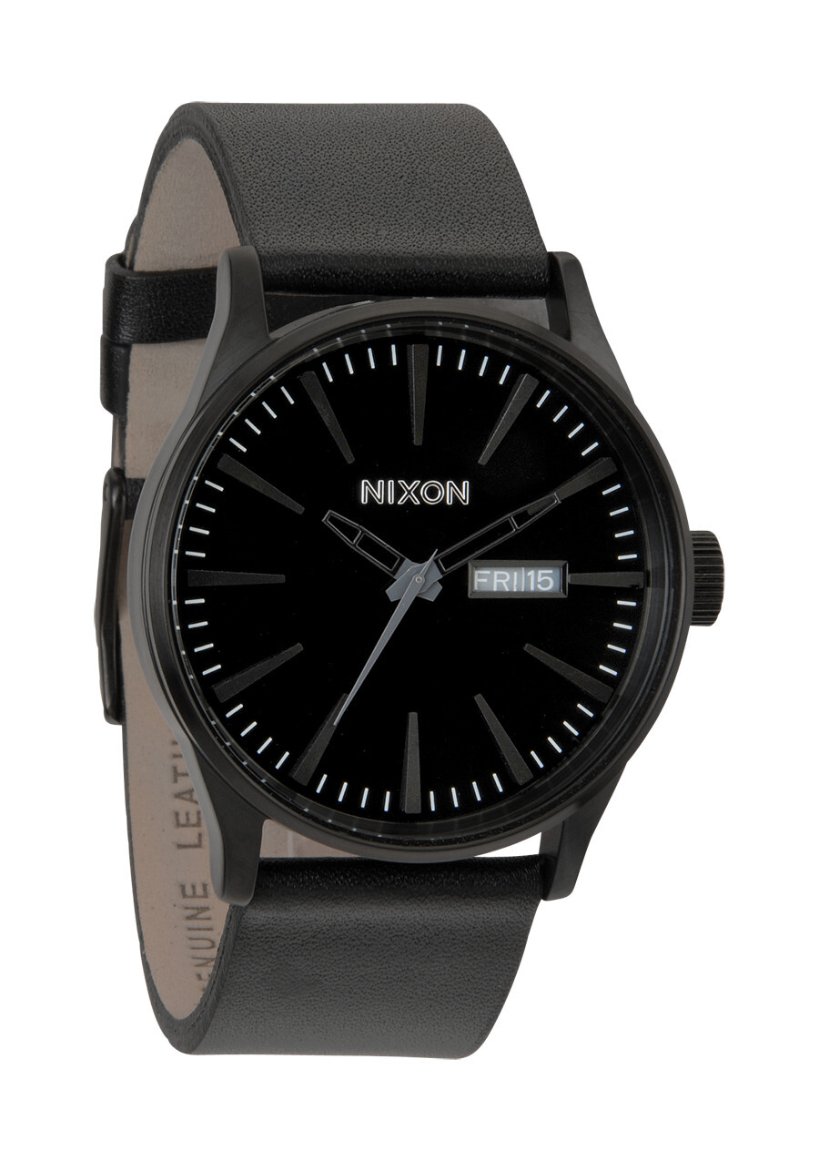 Nixon Miesten kello A105001-00 The Sentry Leather Musta/Nahka Ø42 mm