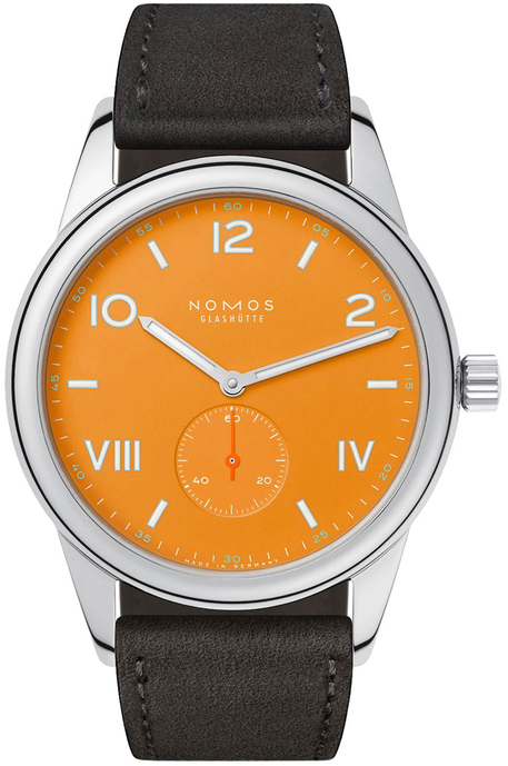 Nomos Glashütte N-729 Club Oranssi/Nahka Ø38.5 mm