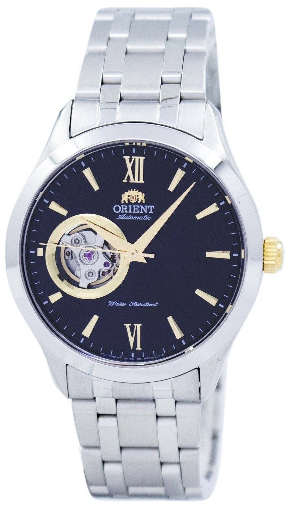 Orient Miesten kello FAG03002B0 Open Heart Musta/Teräs Ø38 mm