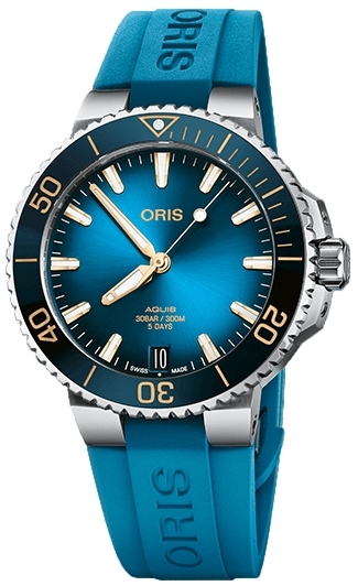 Oris Miesten kello 01 400 7769 4125-07 4 22 75FC Aquis Sininen/Kumi