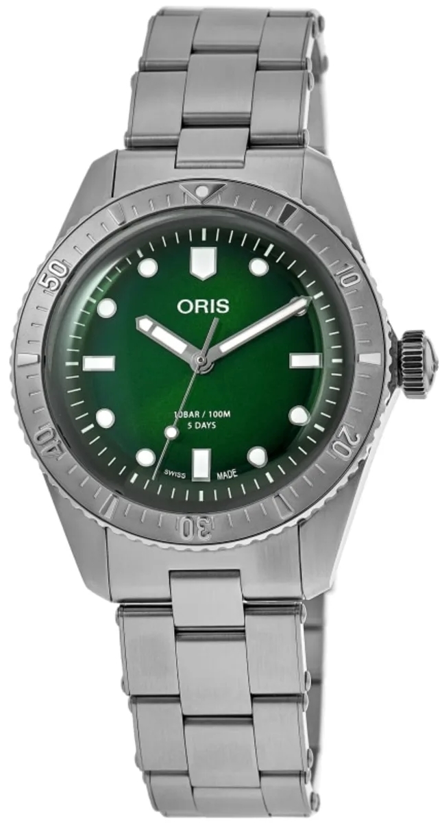 Oris Miesten kello 01 400 7774 4057-07 8 19 18 Divers Vihreä/Teräs