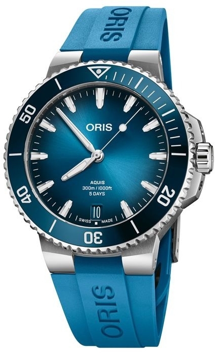 Oris Miesten kello 01 400 7790 4135-07 4 23 45EB Aquis Sininen/Kumi