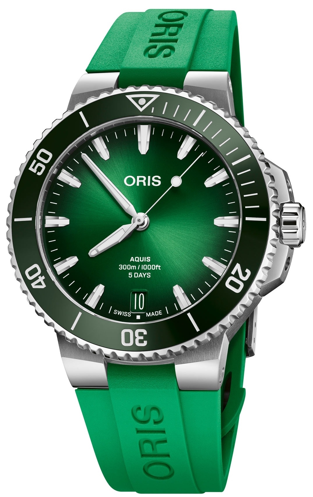 Oris Miesten kello 01 400 7790 4157-07 4 23 47EB Aquis Vihreä/Kumi