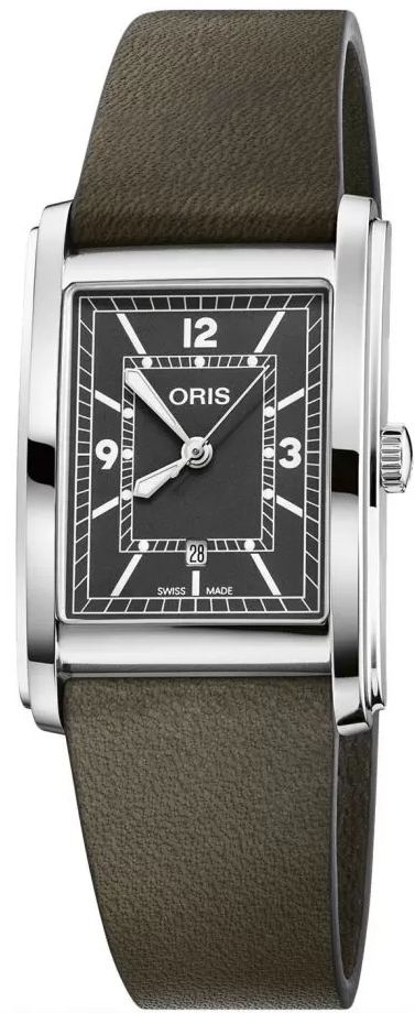 Oris 01 561 7783 4063-07 5 19 16 Rectangular Vihreä/Nahka 38x25.5 mm