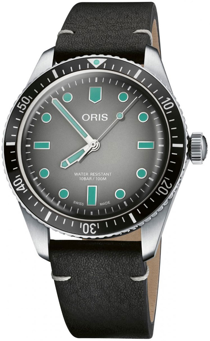 Oris Miesten kello 01 733 7707 4053-07 5 20 89 Diving Harmaa/Nahka