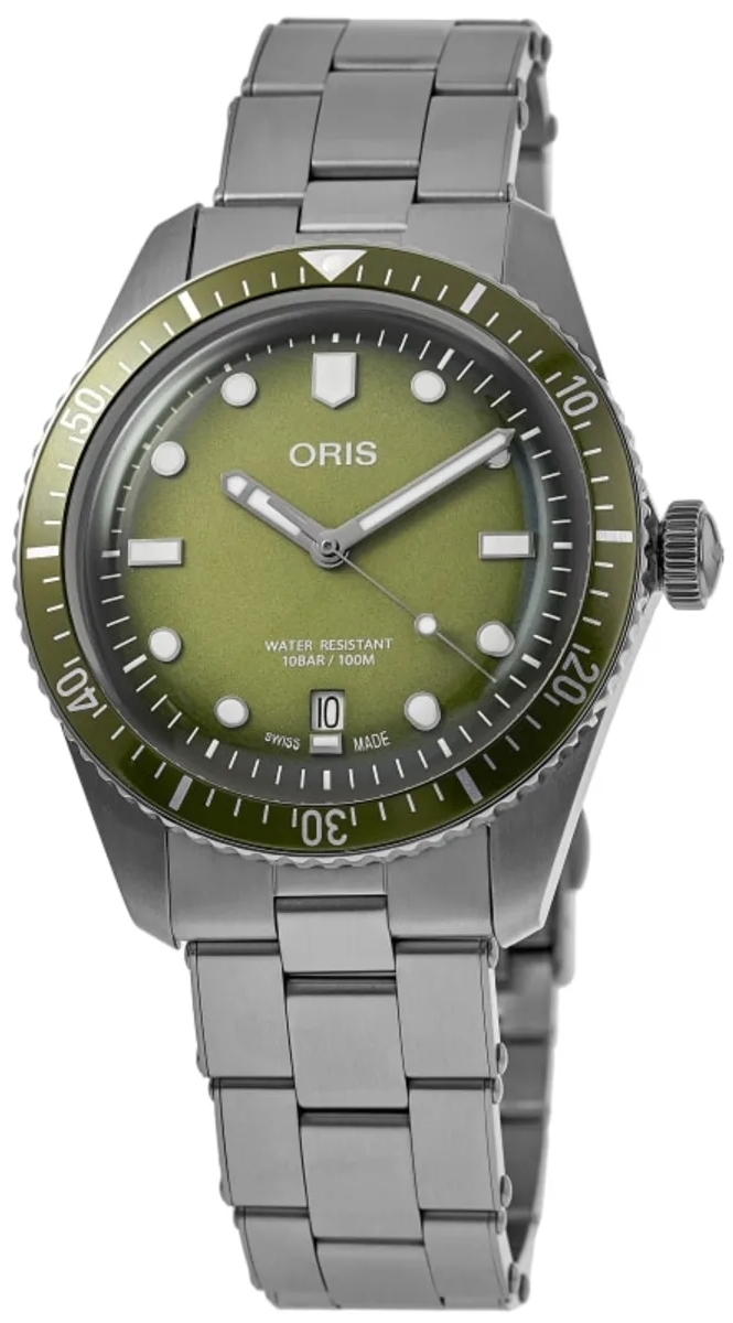 Oris Miesten kello 01 733 7707 4057-07 8 20 18 Divers Vihreä/Teräs