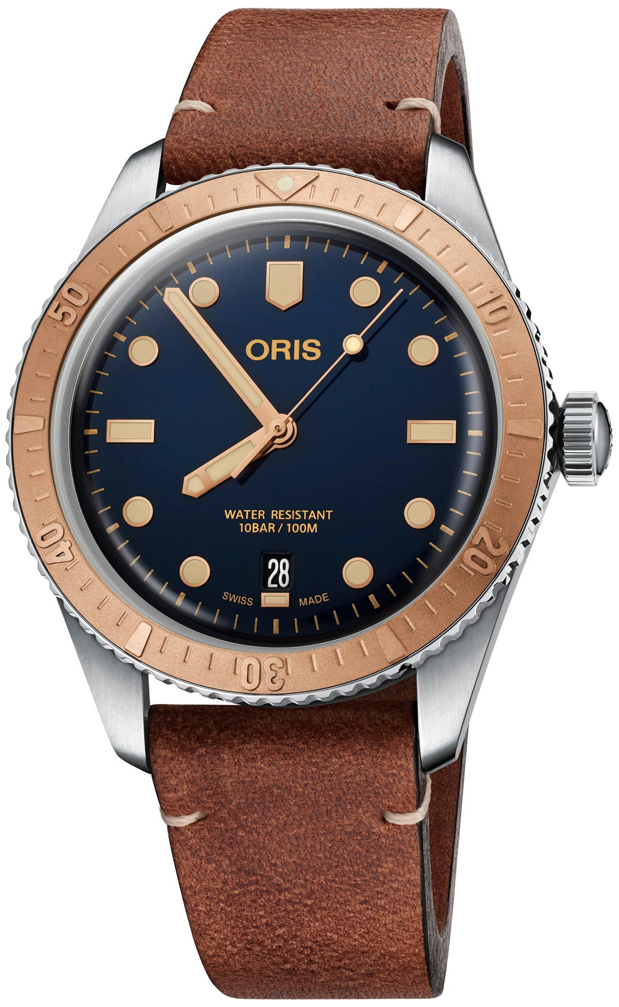 Oris Miesten kello 01 733 7707 4355-07 5 20 45 Diving Sininen/Nahka