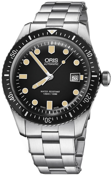 Oris Miesten kello 01 733 7720 4054-07 8 21 18 Diving Musta/Teräs