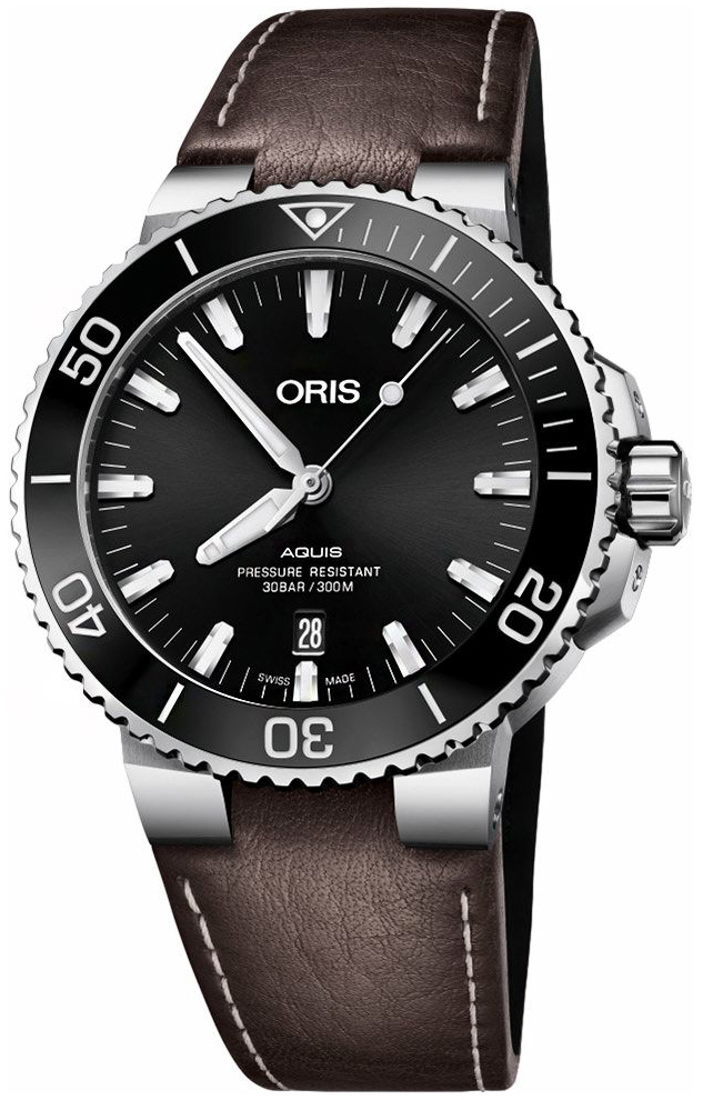 Oris Miesten kello 01 733 7730 4134-07 5 24 10EB Diving Musta/Nahka