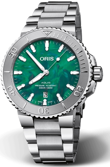 Oris Naisten kello 01 733 7770 4137-07 8 18 05P Aquis Vihreä/Teräs
