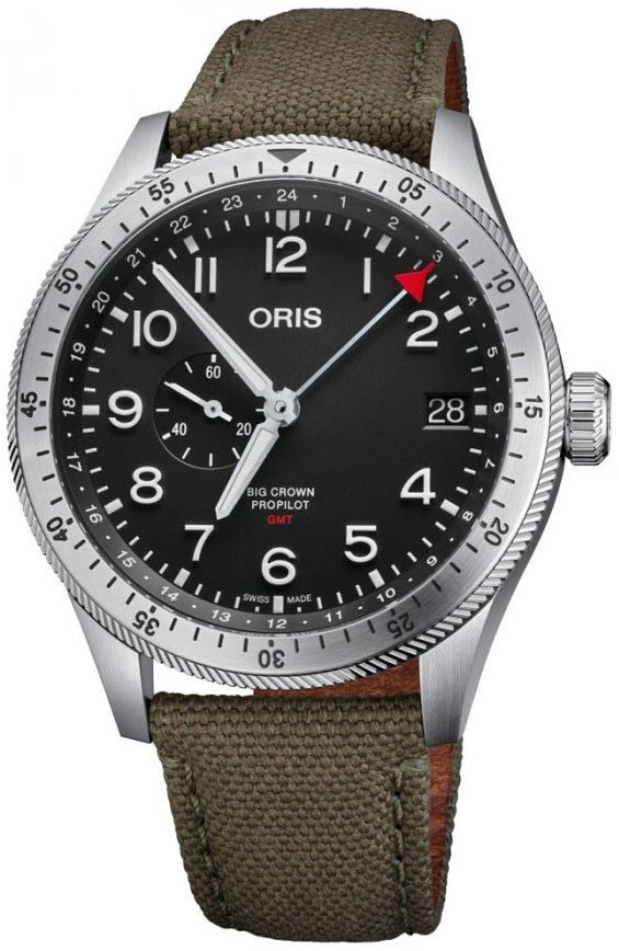 Oris Miesten kello 01 748 7756 4064-07 3 22 02LC Aviation Musta/Nahka