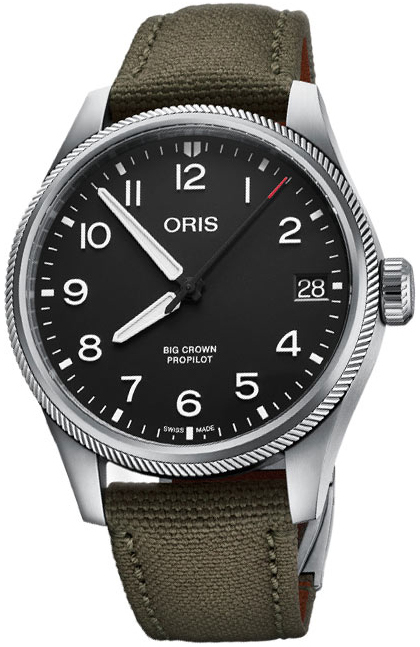 Oris Miesten kello 01 751 7761 4164-07 3 20 03LC Aviation Musta/Nahka