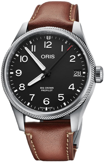 Oris Miesten kello 01 751 7761 4164-07 6 20 07LC Aviation Musta/Nahka