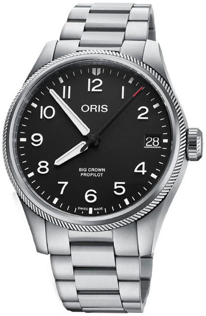 Oris Miesten kello 01 751 7761 4164-07 8 20 08 Aviation Musta/Teräs