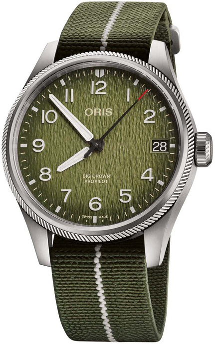 Oris Miesten kello 01 751 7761 4187-Set Big Crown Vihreä/Tekstiili