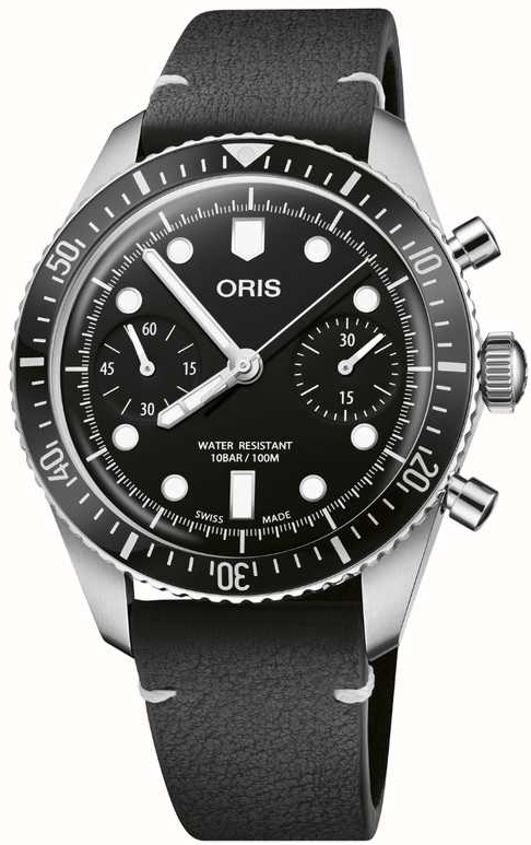 Oris Miesten kello 01 771 7791 4054-07 6 20 01 Divers Musta/Nahka