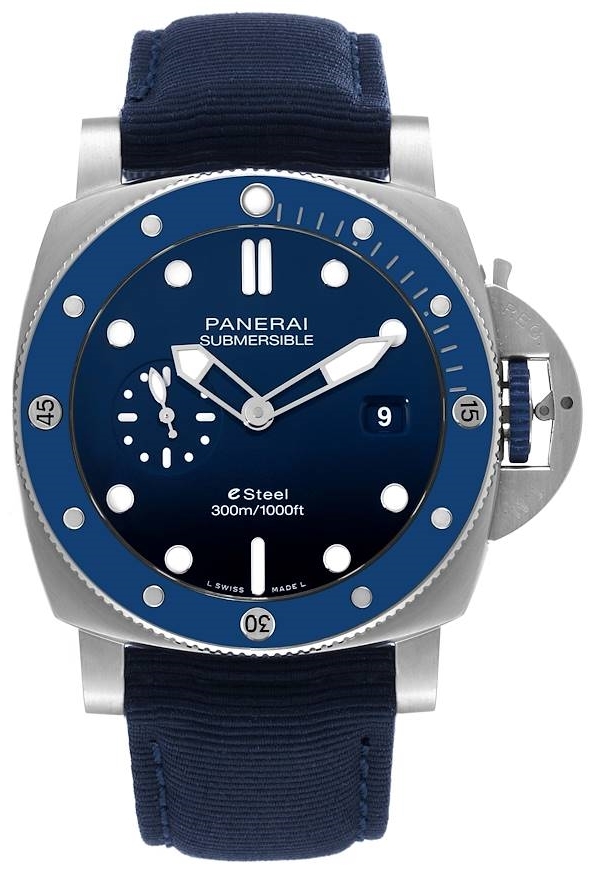 Panerai Miesten kello PAM01289 Submersible Sininen/Tekstiili Ø44 mm