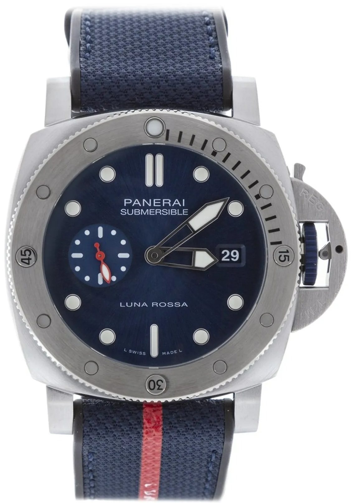 Panerai Miesten kello PAM01391 Submersible Sininen/Tekstiili Ø44 mm