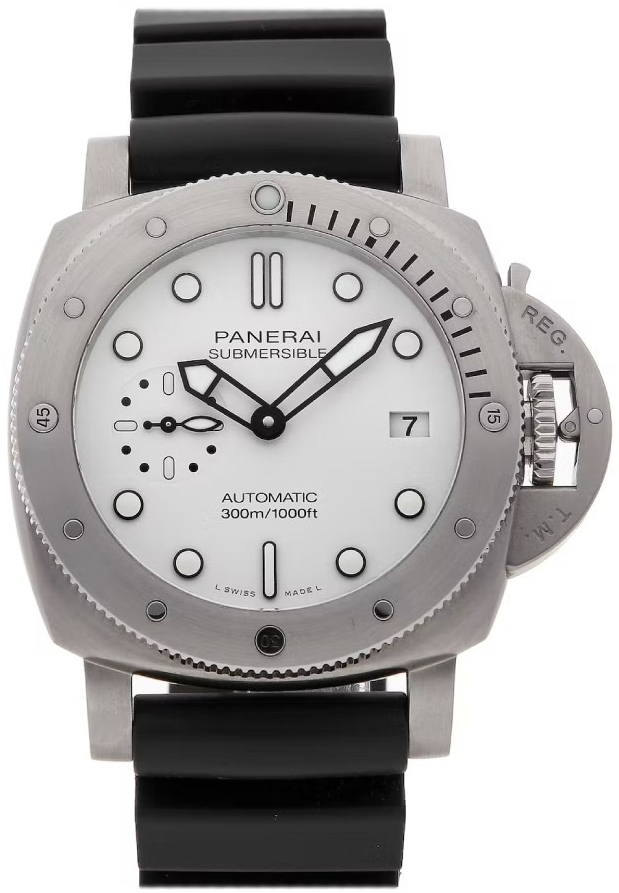 Panerai Miesten kello PAM02223 Submersible Valkoinen/Kumi Ø42 mm