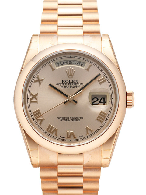 Rolex Miesten kello 118205F-0013 Day-Date 36 Samppanja/18K punakultaa