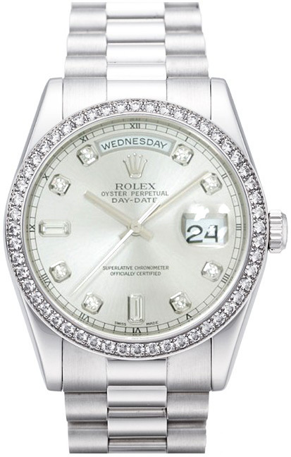 Rolex Miesten kello 118346-0016 Day-Date 36 Hopea/Platina Ø36 mm