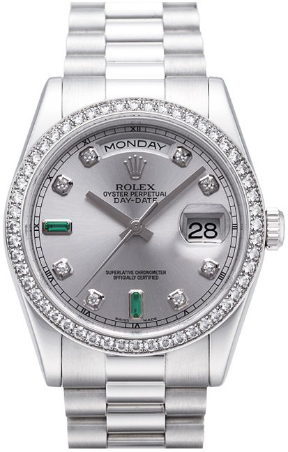 Rolex Miesten kello 118346-0084 Day-Date 36 Hopea/Platina Ø36 mm