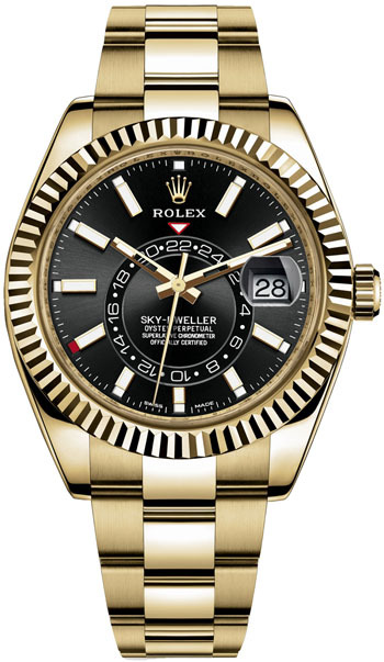 Rolex Miesten kello 326938-0004 Sky-Dweller Musta/18K keltakultaa