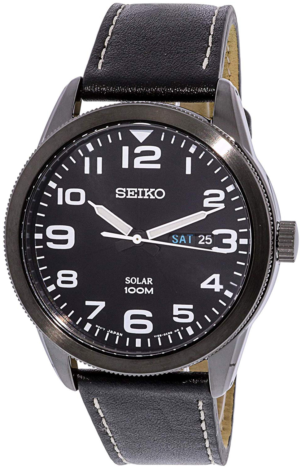 Seiko Solar Miesten kello SNE477P1 Musta/Nahka Ø42 mm