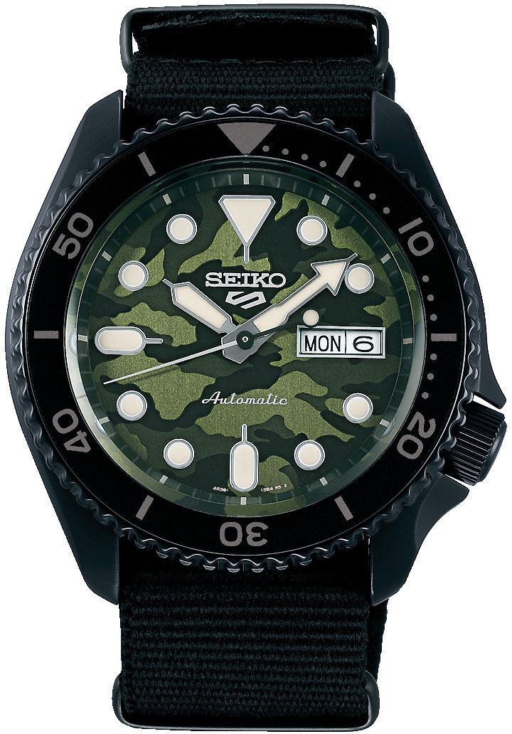 Seiko 5 Sports Miesten kello SRPJ37K1 Street Style Vihreä/Tekstiili