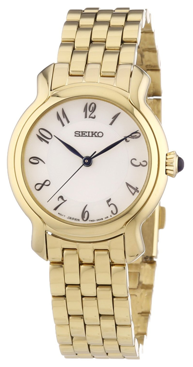 Seiko Naisten kello SRZ392P1 Valkoinen/Kullanvärinen teräs Ø28 mm